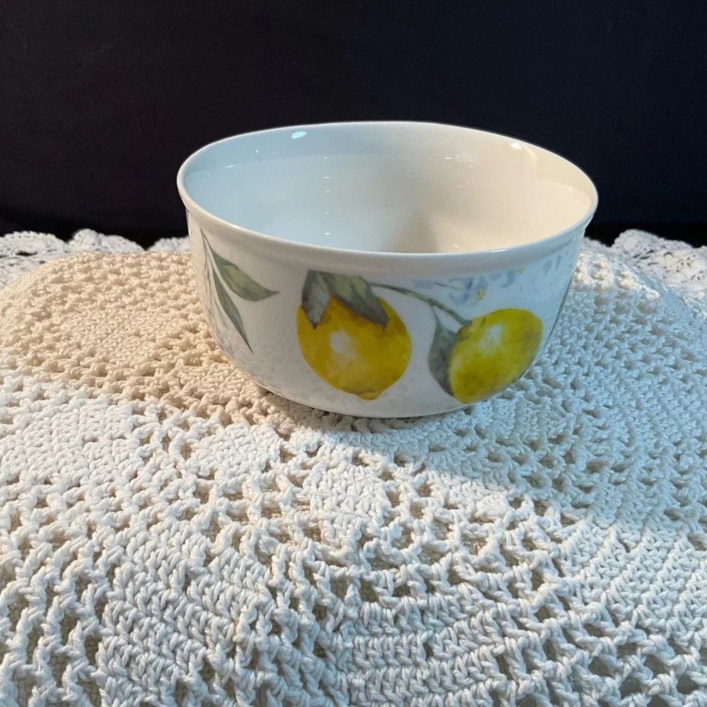 Grace‎ Fine Porcelain Lemon Pattern Bowl White Ceramic Kitchen Decor